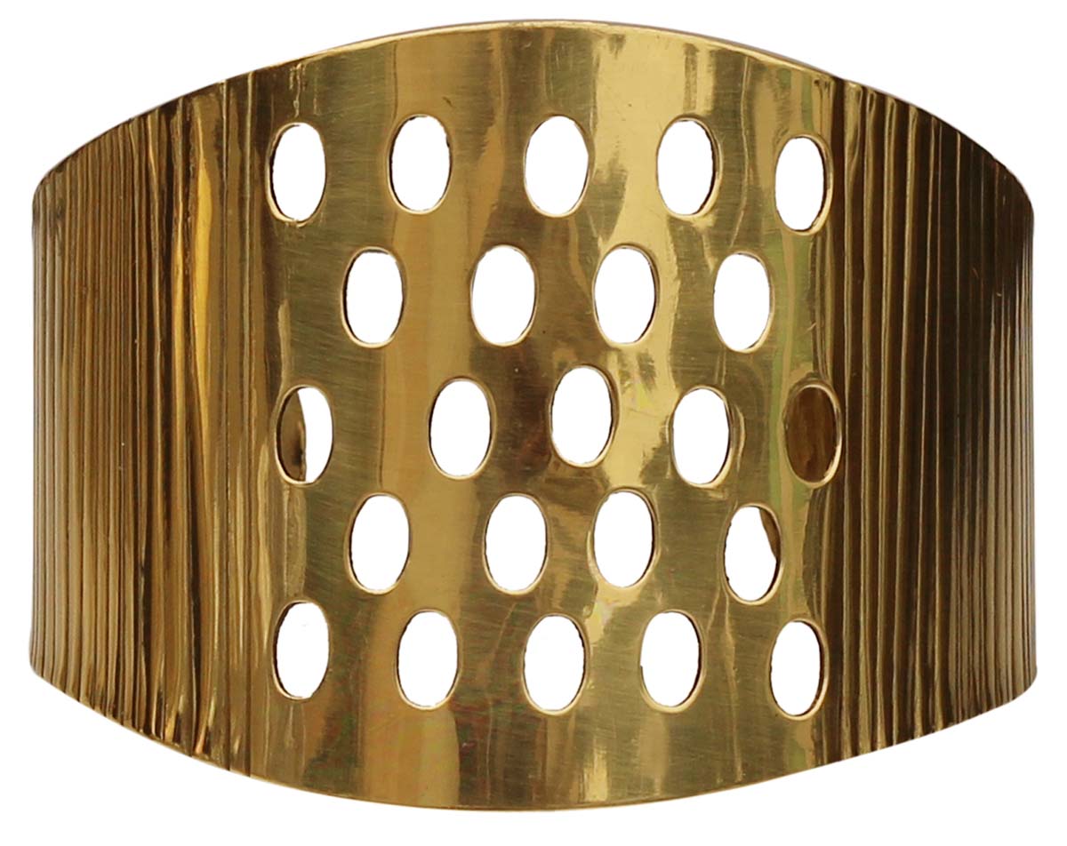 Brass Cuff Bracelet with Circle Cut-Work - 2.6” GoldenTone - Trendy Accessories / Gifts for Her - Buy in Bulk Wholesale